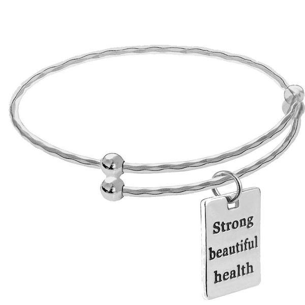 

2022 fashion motivational label letter bracelet hexagonal rhombus push-pull adjustable size bangle diy fitness series jewelry, Black