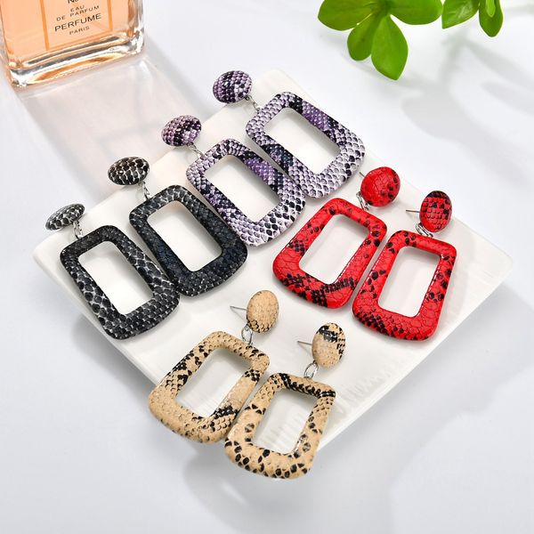 

new snake skin statement dangle earrings for women oversize large big long geometric leather drop earring fashion jewelry in bulk, Silver