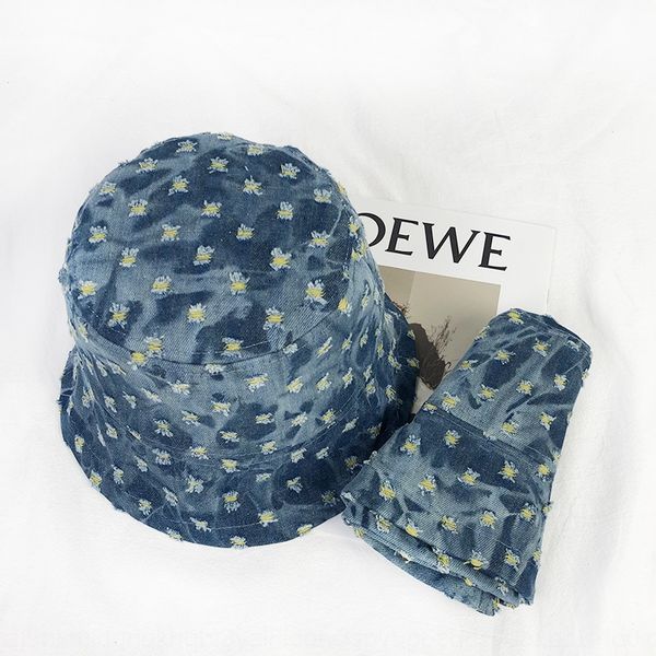 

ins women's face-covering bucket bucket fisherman holes washed denim fisherman hat sunshade basin hat, Blue;gray