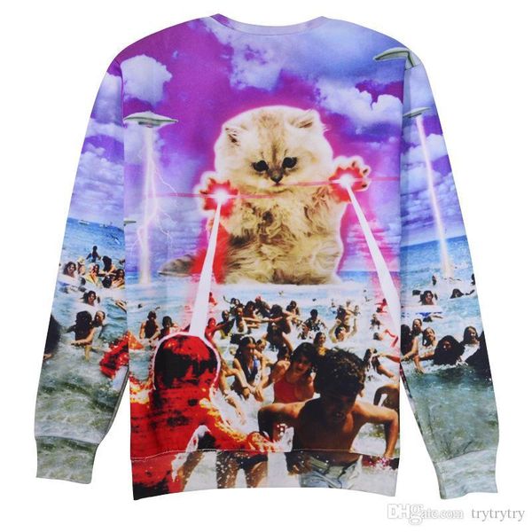 

оптовая мужчины женщины фабрика моды cat kitten rock star мужчины с длинным рукавом футболки new | wellcoda ypf99, Black