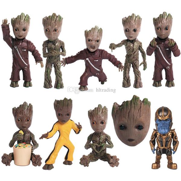 

10 styles guardians of the galaxy action figures cartoon keychain groot key ring pendant kids toy with retail box c2337