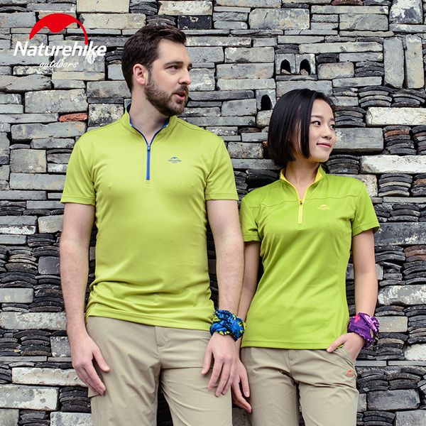 

naturehike v stand collar t-shirt for women short-sleeve t shirt men lovers quick-dry hiking running breathable comfortable thin, Gray;blue