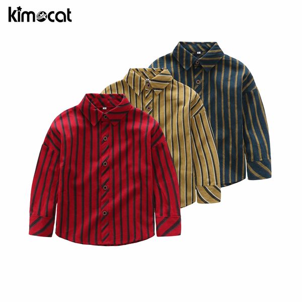 

kimocat pring and autumn korean children's clothing striped baby shirt kid clothes 100% cotton handsome gentleman baby shirt, White;black