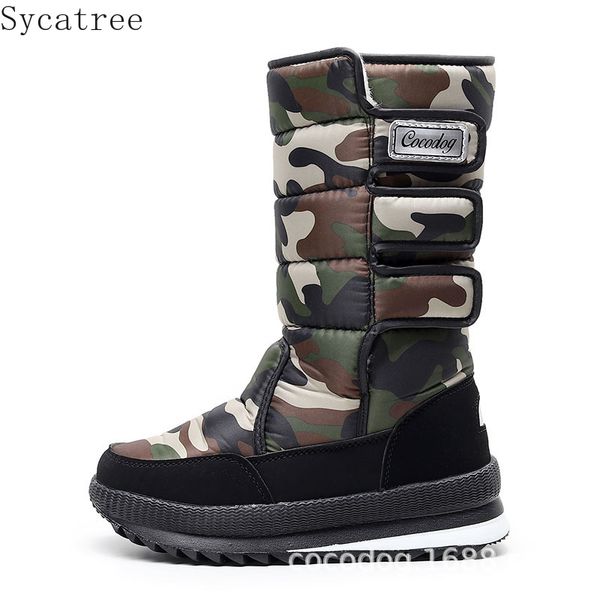 

snow boots for men women waterproof and skid-proof cotton shoes high uppers outdoor men's boots medium tube men's shoes, Black
