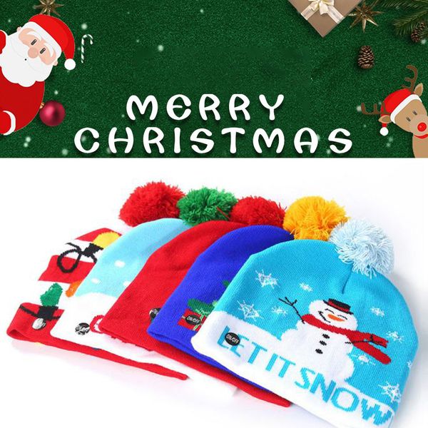 

родитель-ребенок красочного рождество светодиодная вверх knit hat beanie hat hairball унисекс вязаные шапочки шапка толстого женский колпачк, Blue;gray