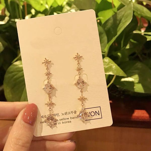 

mengjiqiao 2019 korean new fashion jewelry white crystal drop pendientes mujer moda elegant dangle earings, Silver