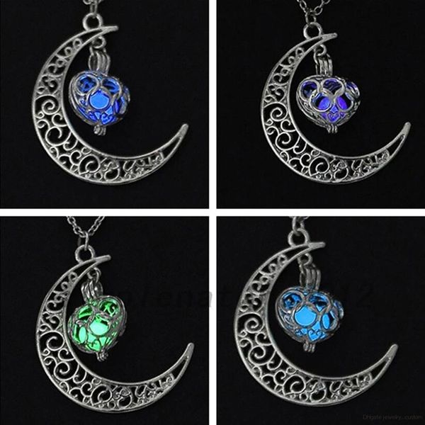 

New Hot Moon Glowing Necklace, Gem Charm Jewelry,silver Plated,halloween Gifts