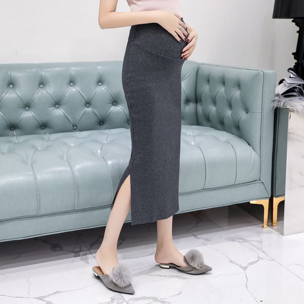 

straight skirt maternity clothes high waist split skirt for pregnant women autumn bottoming abdominal pregnancy mother skirts