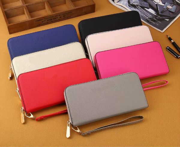

2019 new wallet fa hion women wallet famou brand ingle zipper wallet female pu leather pur e 7 color 0033 wallet, Red;black
