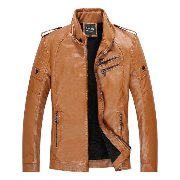

2019 men's leather jacket winter slim fashion mens solid pu jackets brand clothing male stand motorcycle jacket dropshipping, Black