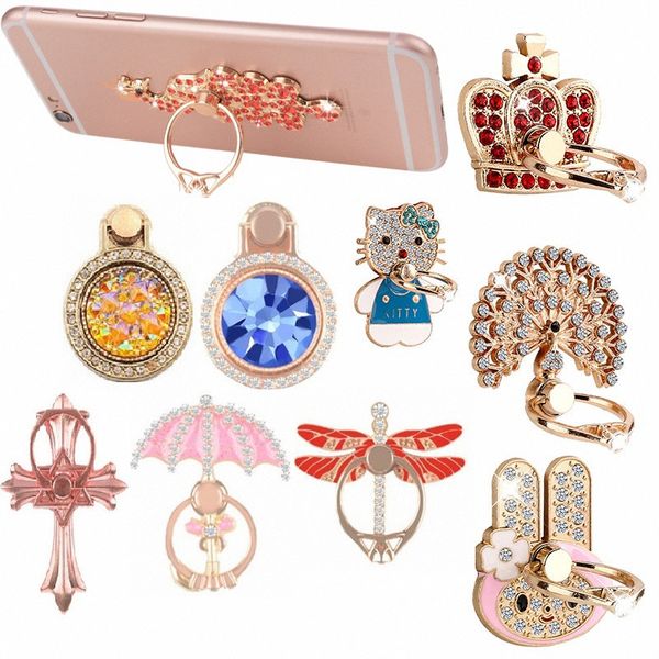 

360 градусов держатель телефона rotation алмазный bling телефон стенд металлический держатель для iphone 7 8 x samsung finger ring holder st