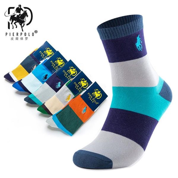 

высокое качество мода multicolor 5 пар марка pier polo casual cotton socks бизнес вышивание мужчины носки производитель оптом, Black