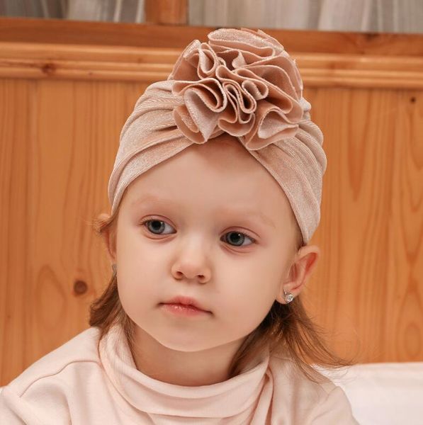 

14color golden velvet knitted pleated flowersbaby hats kids designer hats newborn hats girls hat kids cap baby beanies baby accessories, Blue;gray