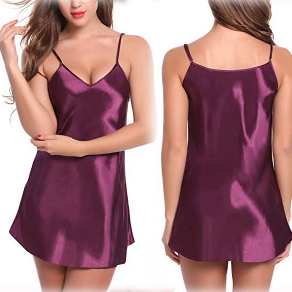 

2new women's sleepwear satin set v-neck pyjamas sleeveless nightwear trim cami sets underwear, Black;red