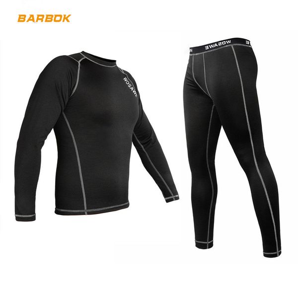 

wosawe winter thermal fleece motorcycle clothes underwear set warm motocross racing base layer jersey pants long johns suit, Black;blue