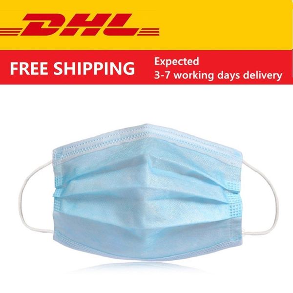 

dhl disposable protective face mouth masks anti-dust bacteria anti influenza spray 3 layers earloop masks 100-1000 pcs