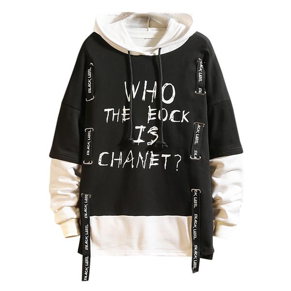 

sweatshirt mans hoodies new style japanese pure and fake two long-sleeved hoodies pour hommes guards fashion hat guard 2019, Black