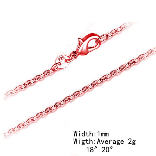 

16 18 inch link chain necklace for women 1mm 925 stamped jewelry platinum white gold rose gold mens choker necklace diy making accessories, Silver