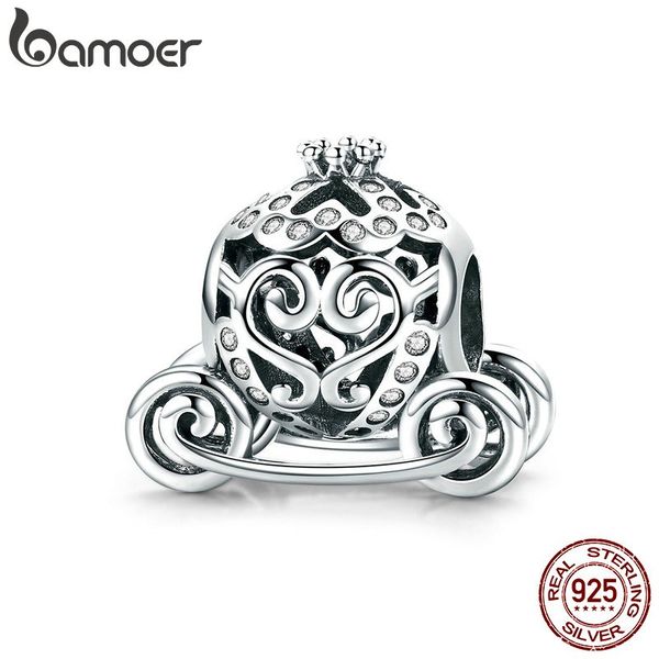 

bamoer new arrival 925 sterling silver princess pumpkin carriage beads fit charm bracelets & bangles diy jewelry making scc792