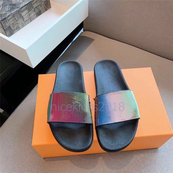

luxury designer flip flops mens womens summer sandals beach slide slippers ladies sandali firmati da donna shoes classic laser colorful, Black