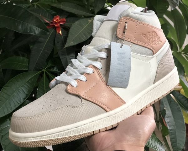 

2020 new 1s mid milan basketball shoes for men 1 khaki pink gs women designer sports sneakers trainers cv3044-100 jumpman shoes chaussures, White;red