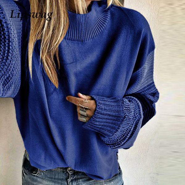 

women 2xl elegant patchwork long sleeve sweater casual loose knitted pullover autumn winter o-neck jumper sweaters female, White;black