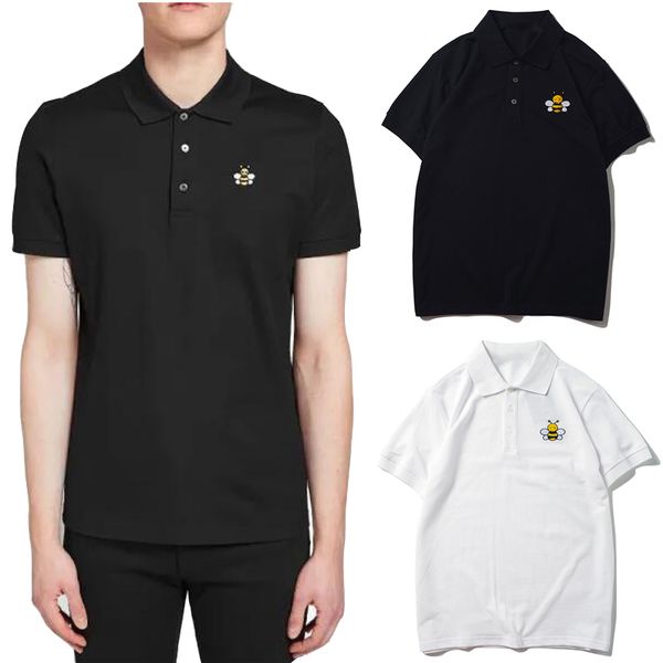 

designer embroidery polo shirt for man trun collar stretch cotton s/s leisure polos men's, White;black