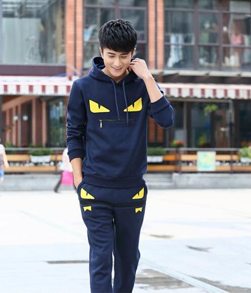 

мужская повседневная письмо печати спортивные костюмы sweatsuits мужчины сталкивателем fit костюмы pollover толстовки с капюшоном длинные бр, Gray