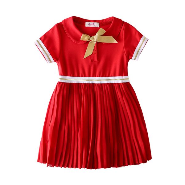 

retail girls dress kids skirt children's cotton ruffle princess dresses girls causual cotton dress kids designer clothes, Red;yellow