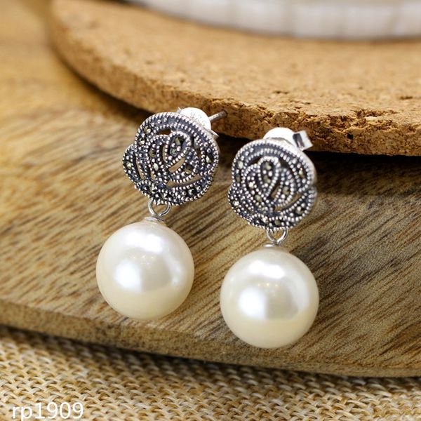 

kjjeaxcmy boutique jewelry s925 sterling silver jewelry women's inlay marseille stone beads garnet drop earrings, Golden;silver
