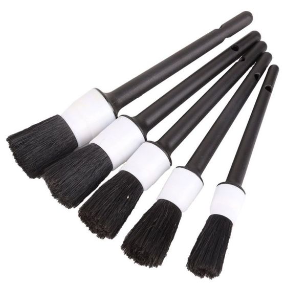 

car detailing brush cleaning natural boar hair brushes auto detail tools products 5pcs wheels dashboard car-styling accessories