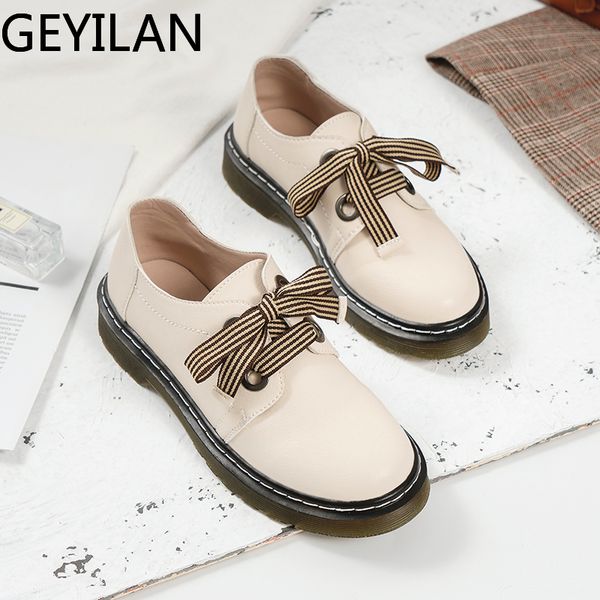 

2020 spring autumn women patent leather flat platform shoes lace up shoes woman flats women's casual u19-20, Black