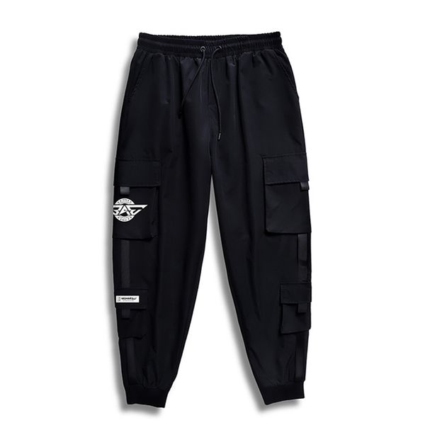 

7xl 6xl 5xl xxxxl hip hop men pantalones hombre high street casual cargo pants with many pockets joggers pants trousers harajuku, Black