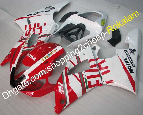 

yzfr1 00 01 complete cowling set for yamaha yzf1000 r1 2000 2001 yzf-r1 white red motorcycle fairing set (injection molding