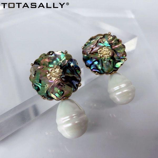 

f.j4z 2020 statement earrings for women classic simulated pearl cocktail earrings ladies abalone shell earring gifts jewelry, Golden;silver