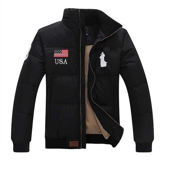 

new luxury designer down jacket ralph men lauren classic flag winter mens jacket pony logo warm polo jacket outdoor camping windproof coat, Black