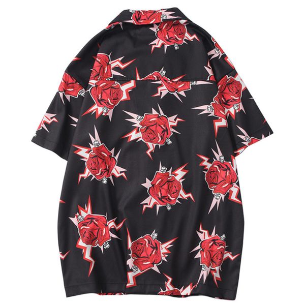 

Januarysow Hip Hop Shirt Streetwear Mens Hawaiian Shirt Red Rose Harajuku Floral 2020 Spring Summer Beach Shirt Hawaii Thin Short Sleeve