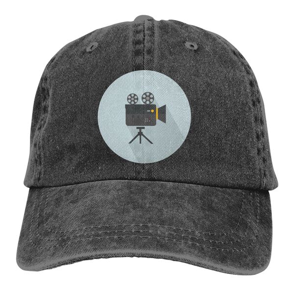 

movie camera with reel and stand retro baseball cap cowboy hat fitted cap snapback hat for men women casual cap sun hat, Blue;gray