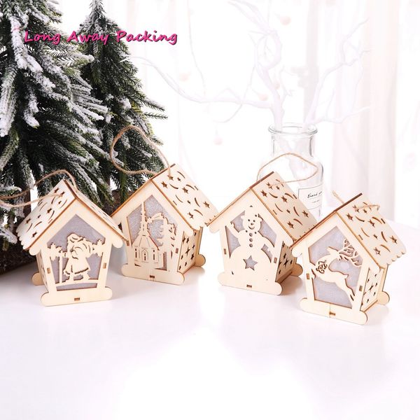 

christmas decorations for home christmas decoration luminous wooden house tree ornaments diy pendant & drop ornaments