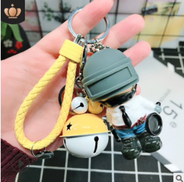 

jedi survival keychain for men and women eat chicken game surrounding model 98k cartoon warrior key chain pendant, Silver