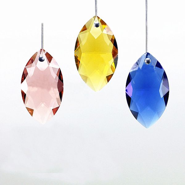

100pcs mixed colors k9 crystal marquis suncatcher chandelier faceted pointed oval pendants christmas tree pendants