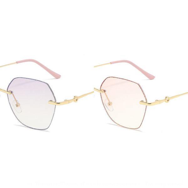 

trimmed frameless polygon anti blue light plain crystal flash myopia glasses myopia glasses frame, Silver