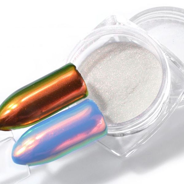 

1bottle 0.2g nail art neon powder chameleon mirror nail iridescent pigment glittering manicure diy art decorations, Silver;gold