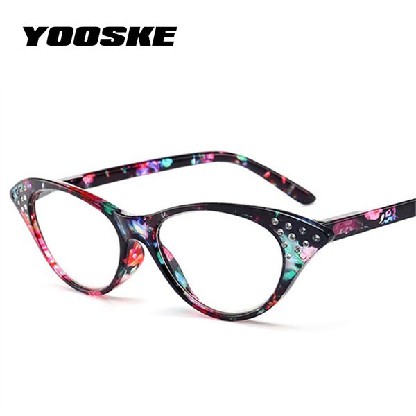 

yooske imitation diamond cat eye reading glasses women hyperopia prescription glasses for ladies reader vinatge eyeglasses, White;black