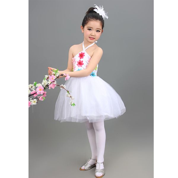 

stage wear style children's dance costumes girls princess dress suspenders fluffy skirt children chorus performance clothing, Black;red