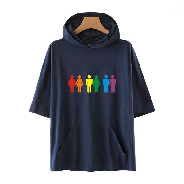 

lgbt tshirts fashion designer hooded man tees casual summer panelled loose male mans digital printed, White;black