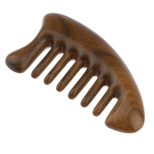 

seamless handmade anti-static wide teeth natural green sandalwood massage detangling hair comb pocket size for travel, Silver