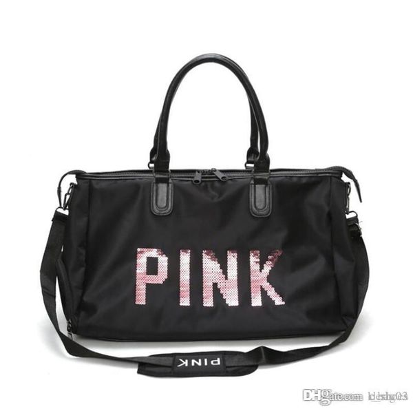 

2028 pink designer handbag letter sequins shoulder bag large capacity women duffle handbag 4 colors outdoor travel sports beach totes outdoo