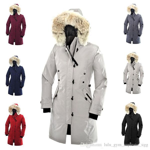 

new canada women's goose down chilliwack bomber hooded warm coat fur windbreaker parka e12, Blue;black