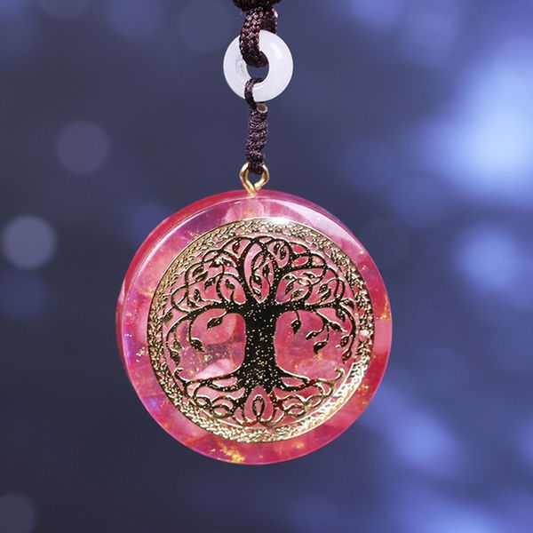 

orgone pendant tree of life energy orgonite necklace pink crystal healing resin jewelry dropshipping, Silver